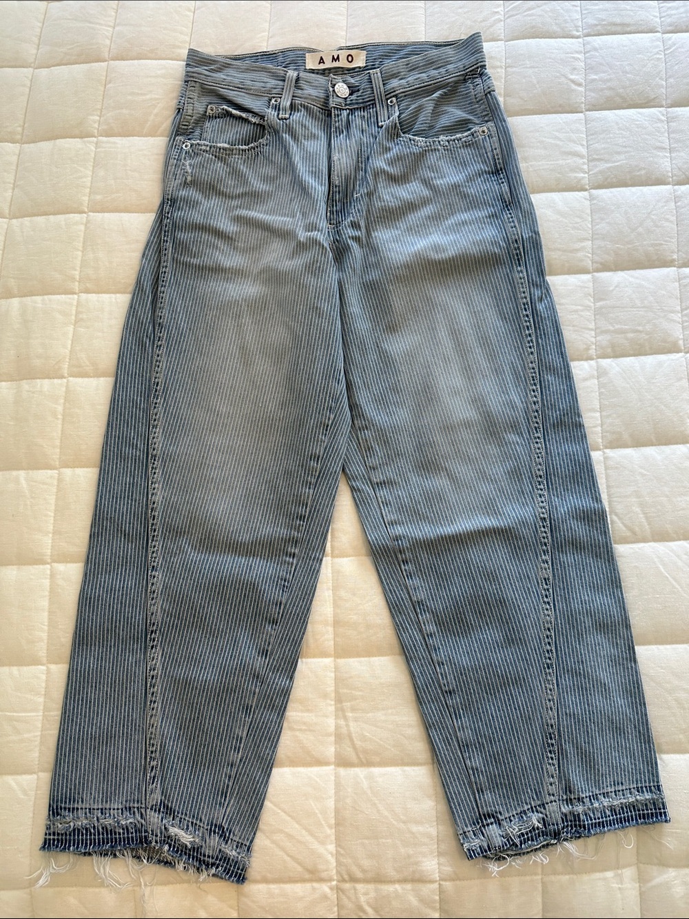 Like New! Amo Maria Barrel Pant in Blue and White Stripe 
 Size 24